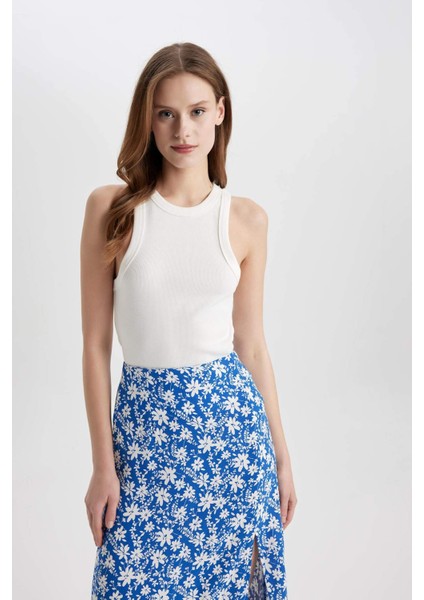 Slim Fit Dar Kesim Halter Yaka Fitilli Kaşkorse Atlet C4078AX24SP