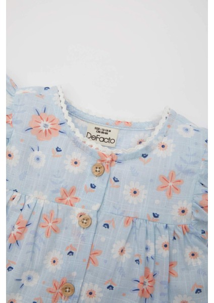 Kız Bebek Çiçekli Kolsuz Poplin Elbise C2413A524SM