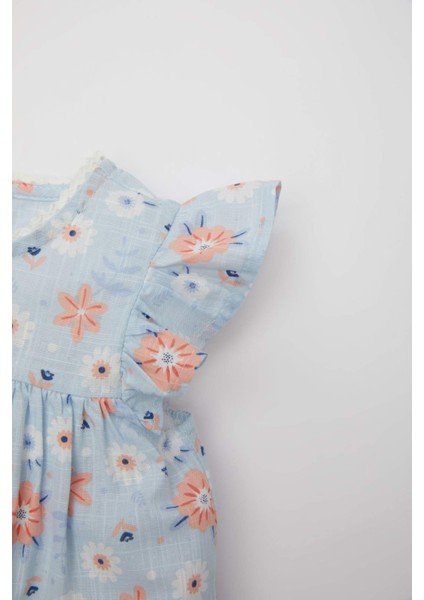 Kız Bebek Çiçekli Kolsuz Poplin Elbise C2413A524SM