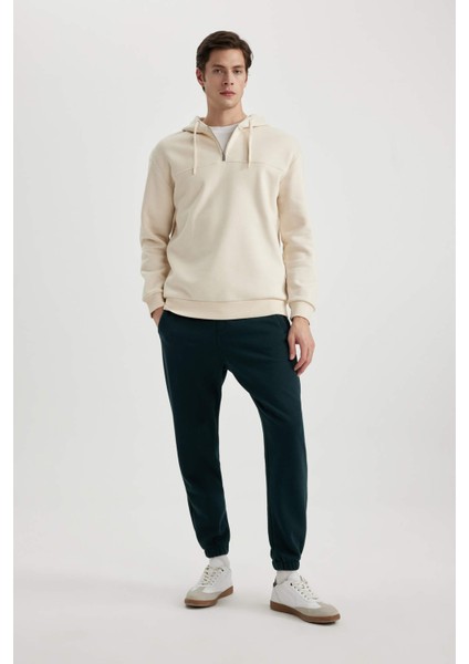 Jogger Eşofman Altı Standart Fit Basic Düz Beli Bağcıklı Lastikli Paça Cepli A6468AX24SP