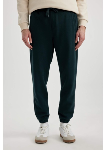 Jogger Eşofman Altı Standart Fit Basic Düz Beli Bağcıklı Lastikli Paça Cepli A6468AX24SP