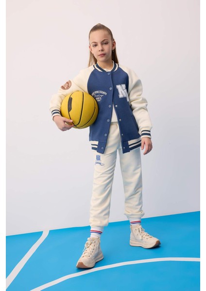 Kız Çocuk NBA Wordmark Beli ve Paçası Lastikli Cepli Jogger Eşofman Altı C0902A824SP