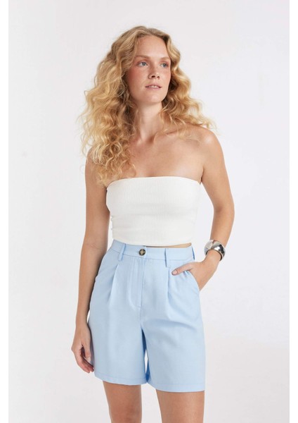 Slim Fit Dar Kesim Straplez Fitilli Kaşkorse Bluz D4551AX24SM