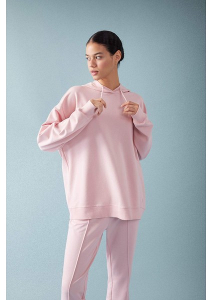 Fit Oversize Kapüşonlu Basic Düz Sporcu Sweatshirt B4656AX24SP