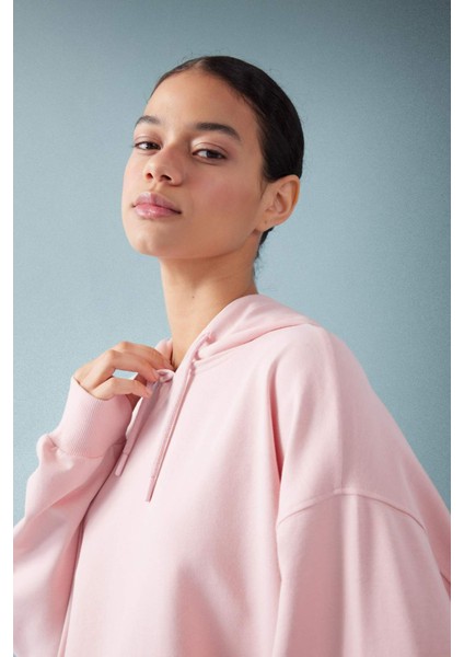 Fit Oversize Kapüşonlu Basic Düz Sporcu Sweatshirt B4656AX24SP