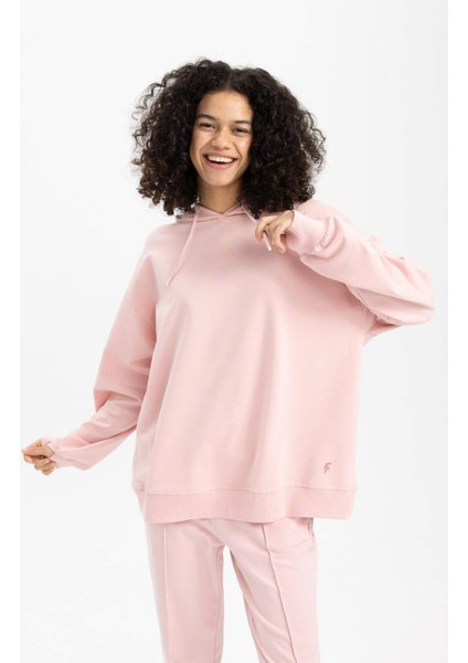 Fit Oversize Kapüşonlu Basic Düz Sporcu Sweatshirt B4656AX24SP