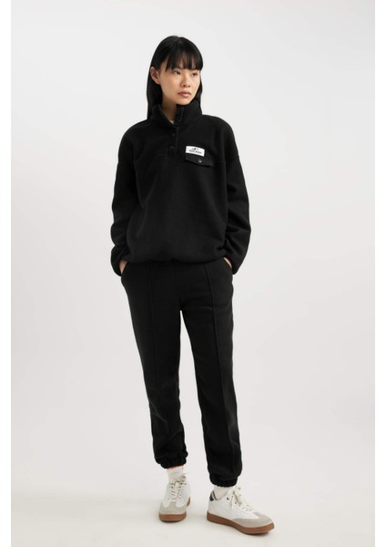 Coool Loose Fit Çıtçıtlı Dik Yaka Kol Ucu Etek Ucu Lastikli Polar Sweatshirt A9852AX23WN fiyatları