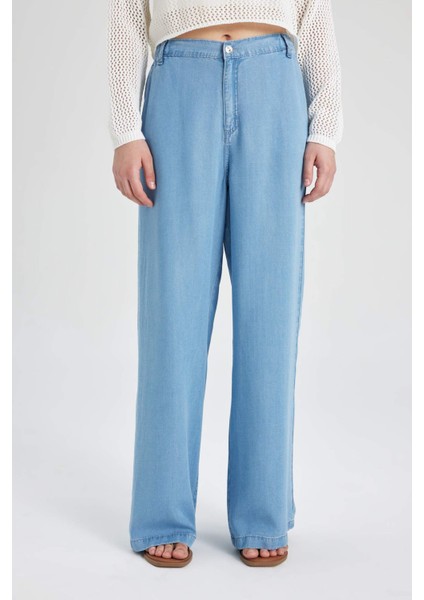 Wide Leg Yüksek Bel Geniş Paça Rahat Kalıp Uzun Jean Pantolon B5203AX24SM