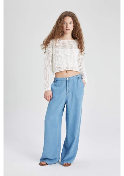 Wide Leg Yüksek Bel Geniş Paça Rahat Kalıp Uzun Jean Pantolon B5203AX24SM