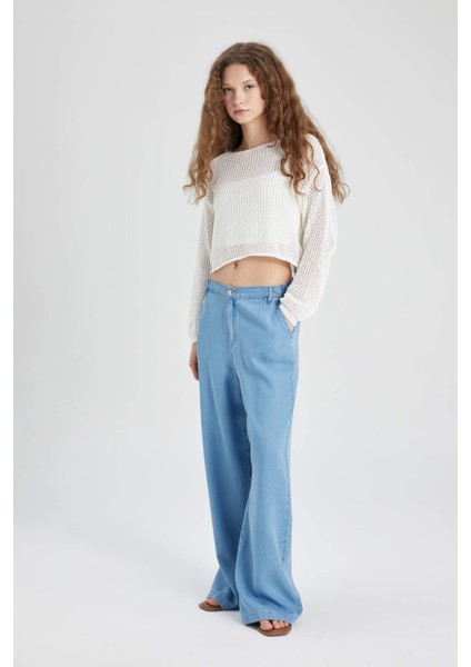 Wide Leg Yüksek Bel Geniş Paça Rahat Kalıp Uzun Jean Pantolon B5203AX24SM