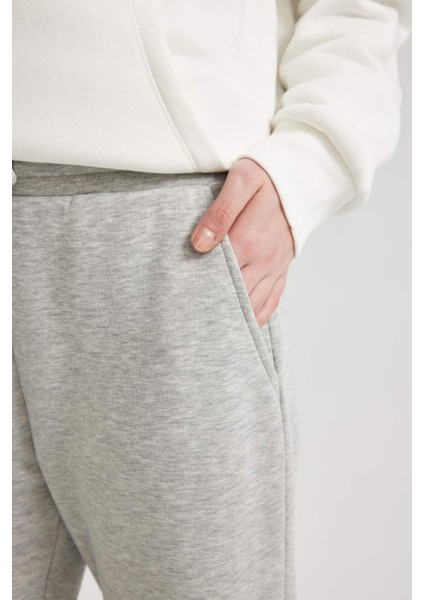 Standart Fit Kalın Jogger Eşofman Altı Bel Paça Lastikli Basic Düz Uzun Boy S7370AZ24SP