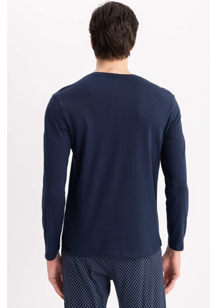 Slim Fit Dar Kesim Bisiklet Yaka Basic Düz Uzun Kollu Pijama Üstü Z2771AZ24SP