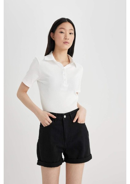 Mom Fit Yüksek Bel Jean Şort C1895AX24SM