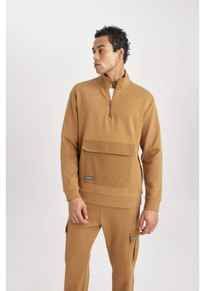 Fit Standart Fit Dik Yaka Fermuarlı Cepli Sweatshirt B4509AX24SP fırsatları