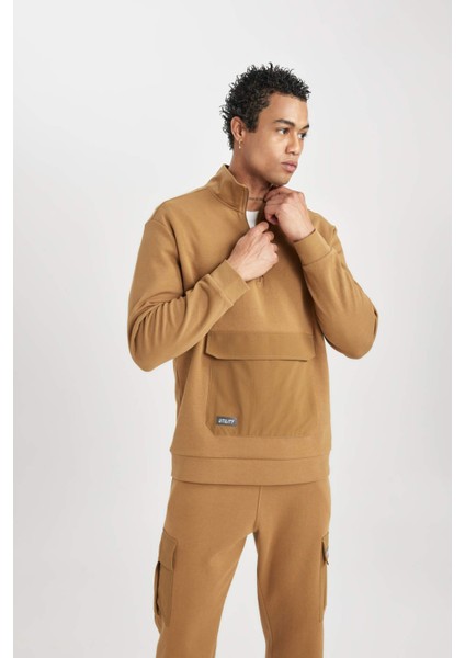 Fit Standart Fit Dik Yaka Fermuarlı Cepli Sweatshirt B4509AX24SP indirimleri