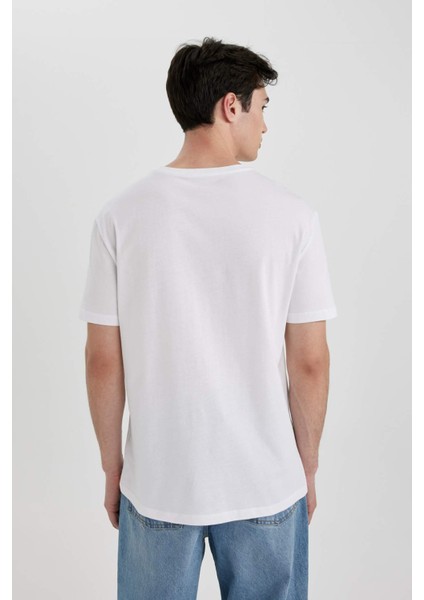 Regular Fit Bisiklet Yaka Baskılı Kısa Kollu Tişört C2137AX24SM