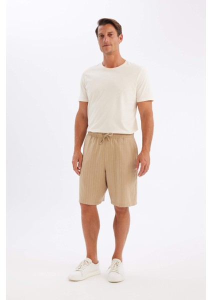 Relax Fit Keten Karışımlı Yazlık Bermuda Şort C1240AX24SM