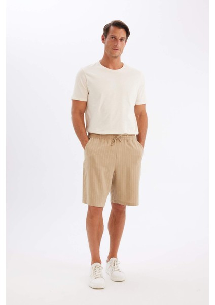 Relax Fit Keten Karışımlı Yazlık Bermuda Şort C1240AX24SM