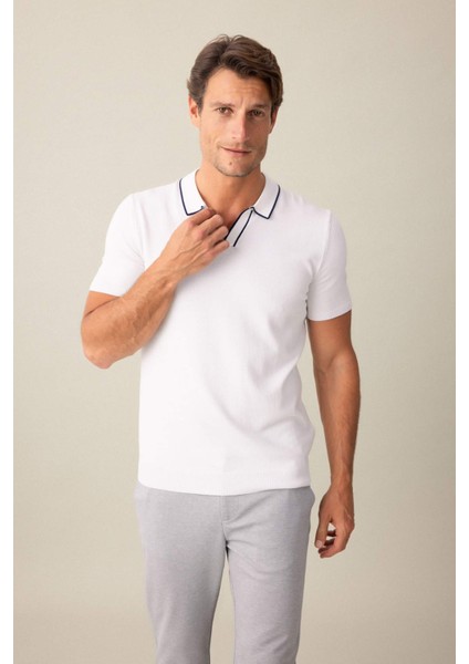 Modern Fit Kısa Kollu Triko Polo Tişört C4984AX24SM