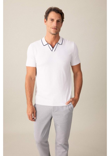 Modern Fit Kısa Kollu Triko Polo Tişört C4984AX24SM