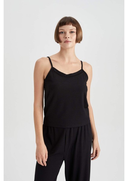 Regular Fit Askılı Casual Pijama Üstü-Fall in Love B6560AX23AU