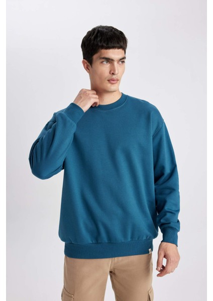 Oversize Fit Bisiklet Yaka Basic Sweatshirt T5139AZ24SP