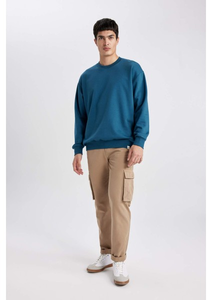 Oversize Fit Bisiklet Yaka Basic Sweatshirt T5139AZ24SP