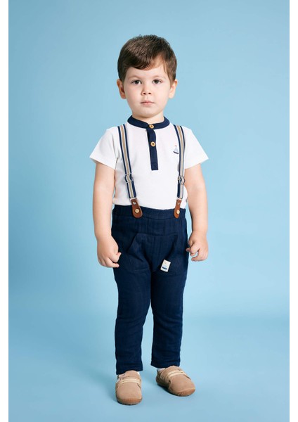 Erkek Bebek Müslin Pantolon Pantolon Askısı 2'li Takım B9510A524SM