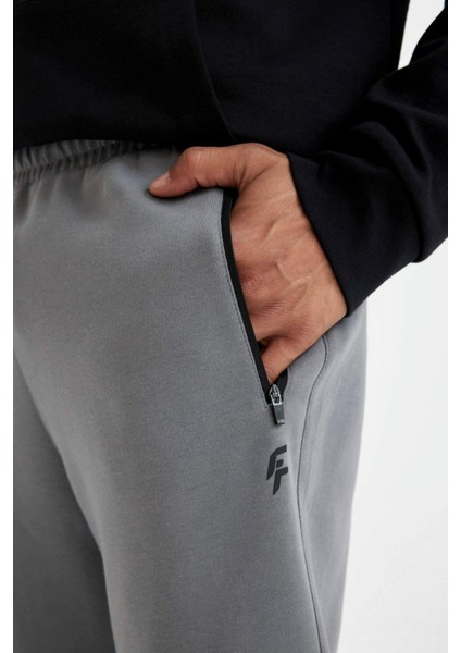 Fit Sporcu Jogger Eşofman Altı Slim Fit Dar Kesim Beli Paçası Lastikli Cepli Basic Düz D0928AX24AU