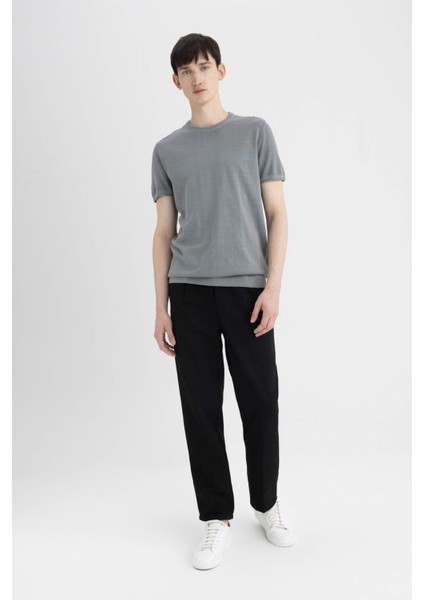 Standart Fit Yıkamalı Soluk Efektli Bisiklet Yaka Kısa Kollu Triko Tişört C4913AX24SM fiyatları