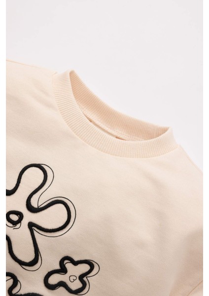 Kız Bebek Bisiklet Yaka Çiçek Baskılı Sweatshirt C0721A524Sp