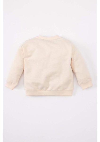 Kız Bebek Bisiklet Yaka Çiçek Baskılı Sweatshirt C0721A524Sp