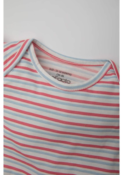 Kız Bebek Yenidoğan Çizgili Penye 2'li Kolsuz Tulum C2551A524SM fırsatları