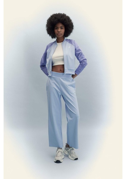 Fit Wide Leg Cepli Geniş Paça Standart Pike Eşofman Altı B3987AX24SP