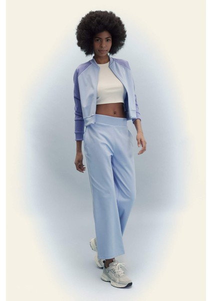 Fit Wide Leg Cepli Geniş Paça Standart Pike Eşofman Altı B3987AX24SP
