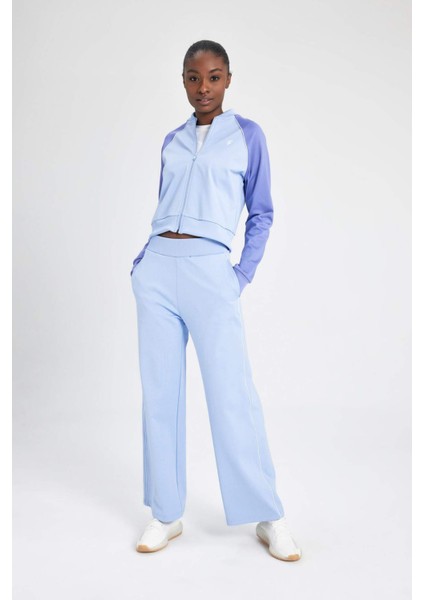 Fit Wide Leg Cepli Geniş Paça Standart Pike Eşofman Altı B3987AX24SP
