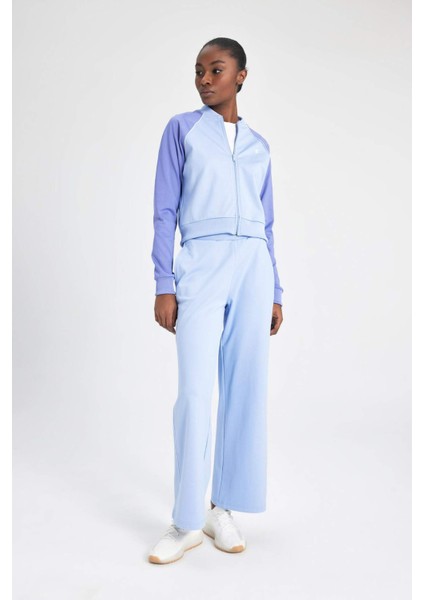 Fit Wide Leg Cepli Geniş Paça Standart Pike Eşofman Altı B3987AX24SP