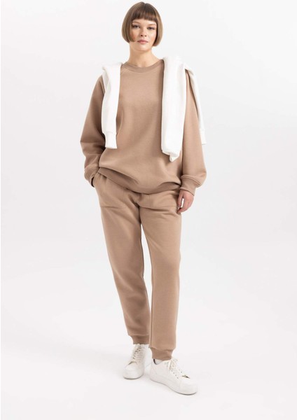 Oversize Fit Bisiklet Yaka Kalın Basic Sweatshirt V2697AZ23WN indirimleri