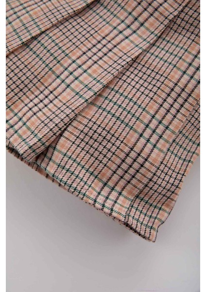 Kız Bebek Kareli Pileli Flanel Etek indirimleri