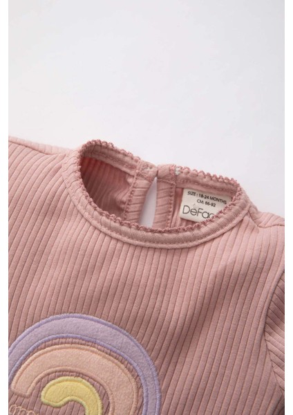 Kız Bebek Nakışlı Uzun Kollu Fitilli Kaşkorse Pijama Takımı B7751A524SP modelleri