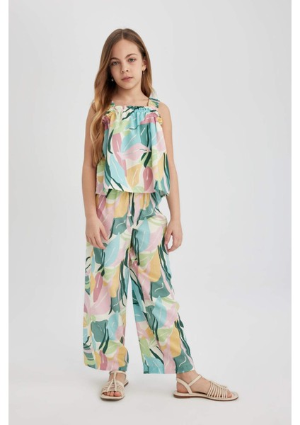 Kız Çocuk Wide Leg Geniş Paça Desenli Pantolon fırsatları