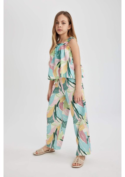 Kız Çocuk Wide Leg Geniş Paça Desenli Pantolon indirimleri