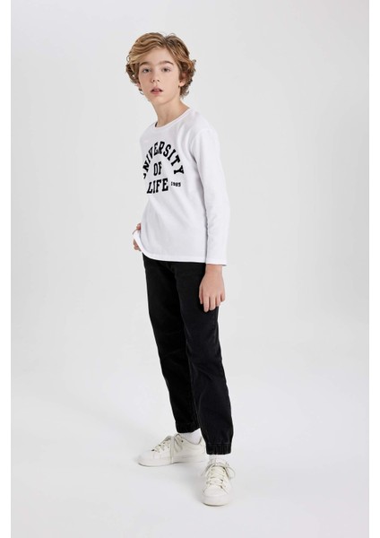 Erkek Çocuk Beli Bağcıklı Lastikli Paça Cepli Jogger Jean Pantolon B8943A824SP