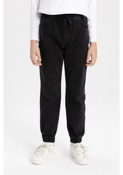 Erkek Çocuk Beli Bağcıklı Lastikli Paça Cepli Jogger Jean Pantolon B8943A824SP