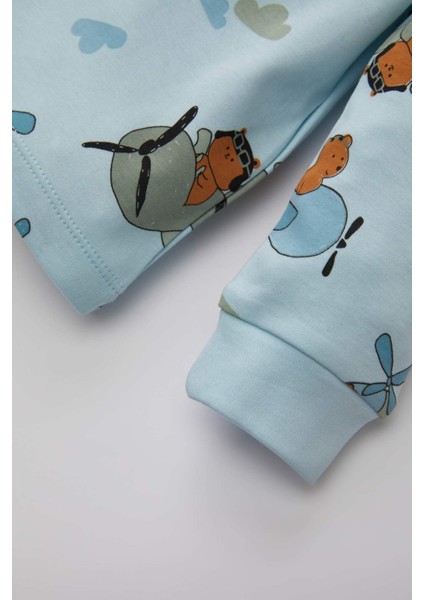 Erkek Bebek Ayı Baskılı Uzun Kollu Premium Pijama Takımı B7741A524SP fırsatları