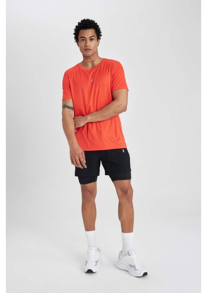 Fit Slim Fit Dar Kesim Bisiklet Yaka Baskılı Kısa Kollu Sporcu Tişört X6142AZ24SP