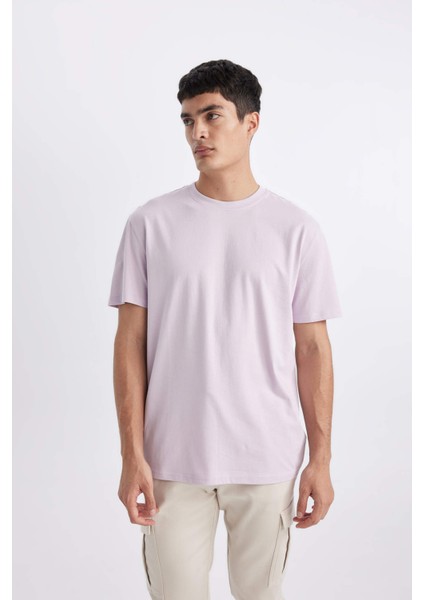 %100 Pamuk New Regular Fit Bisiklet Yaka Basic Düz Kısa Kollu Tişört V7699AZ24SP