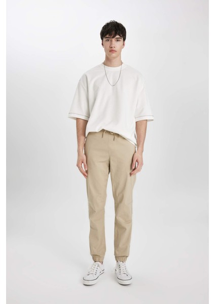 Regular Fit Jogger Gabardin Pantolon Beli Bağcıklı Cepli Düz Paça B6148AX24SP