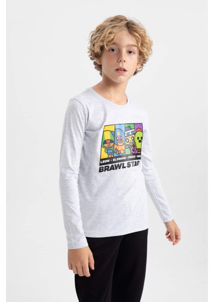 Erkek Çocuk Brawl Stars Regular Fit Bisiklet Yaka Penye Uzun Kollu Tişört A8732A823AU