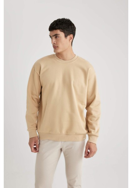 Oversize Fit Bisiklet Yaka Basic Sweatshirt T5139AZ24SP